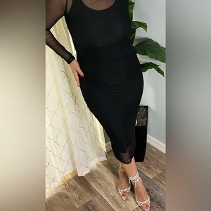 ✨💎NWT ZARA SZ S BLACK MESH LONG SLEEVE DRESS💎✨